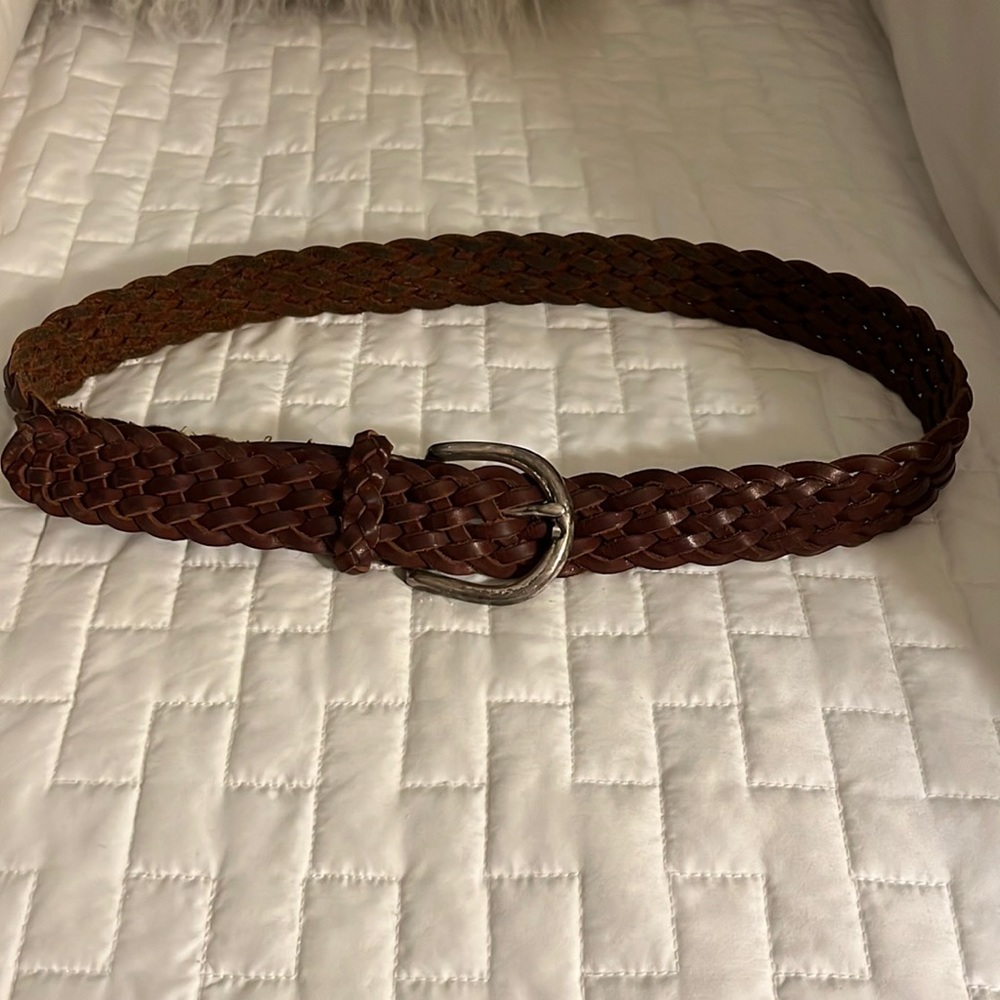 Leather braided belt